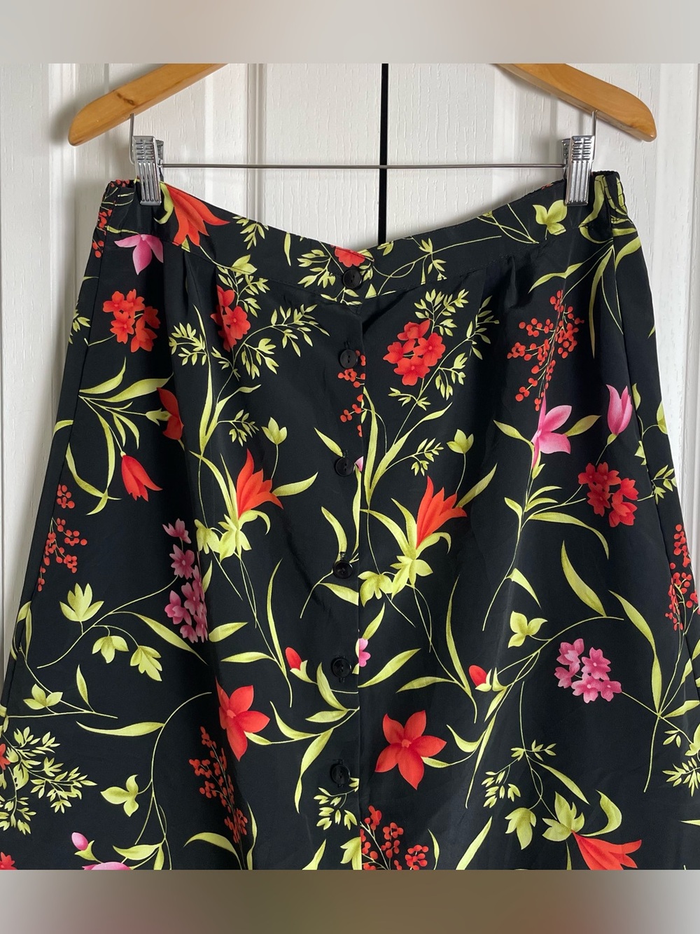 Jaclyn Smith Floral Maxi Skirt Women’s XL Black Colorful VTG 90s Pull On Elastic - Picture 2 of 13